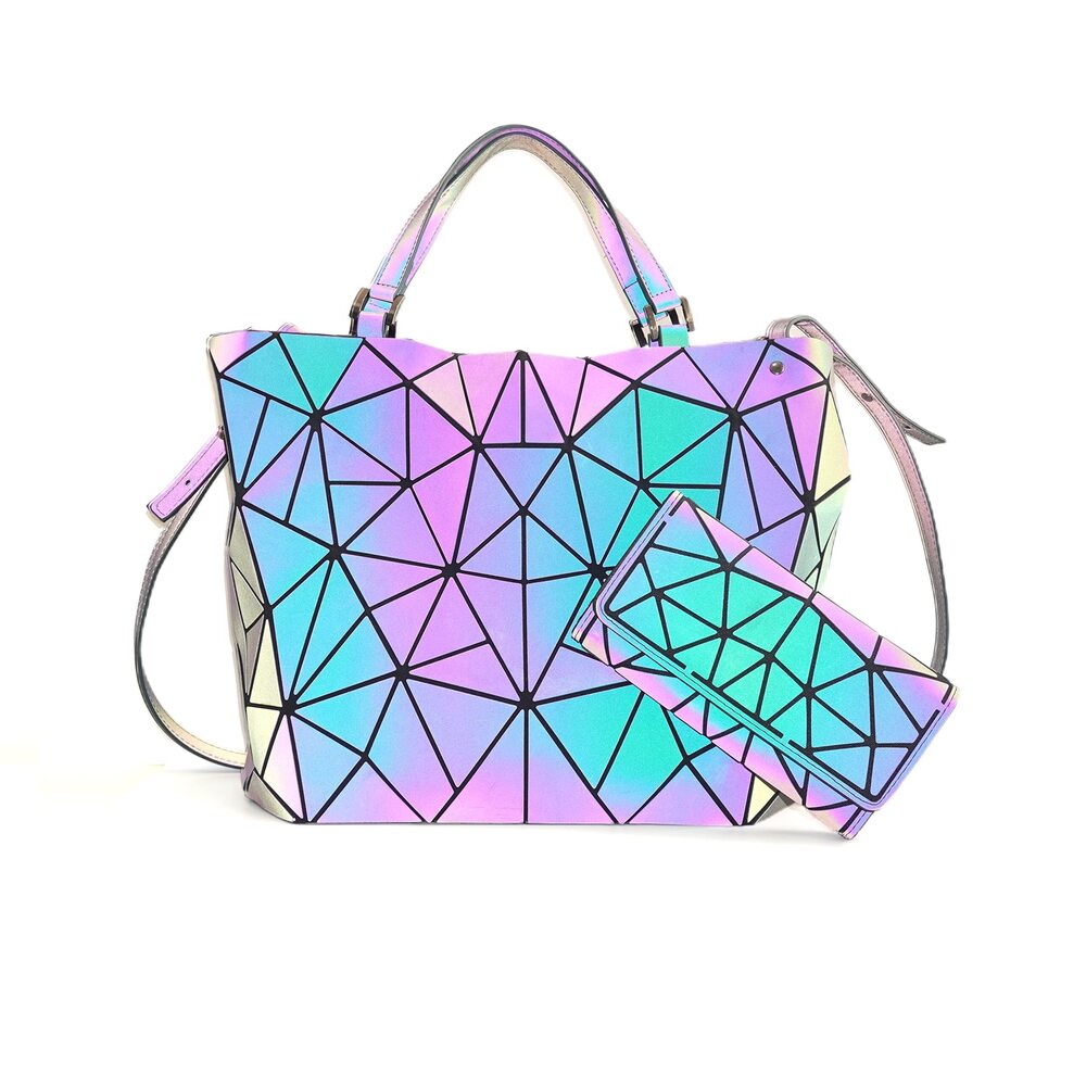 4690 Geometric Purse ,Geometric Luminous Crossbody Bags And Holographic
